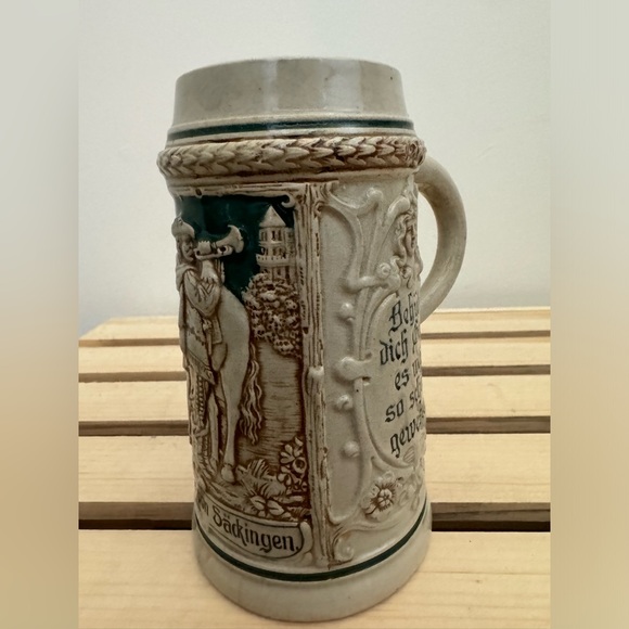 Antique 19thc Stoneware German Beer Stein Tankard Vessle Trompeter Von Sackingen - Picture 2 of 8